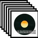 6 Pack 12.5x12.5 Record Frame with 10x10 Mat for Vinyl Record Album Cover Poster, Display Picture 10x10 with Mat or 12.5 x 12.5 Without Mat, Wall Hanging Vinyl Frames, 6 Pack, Black