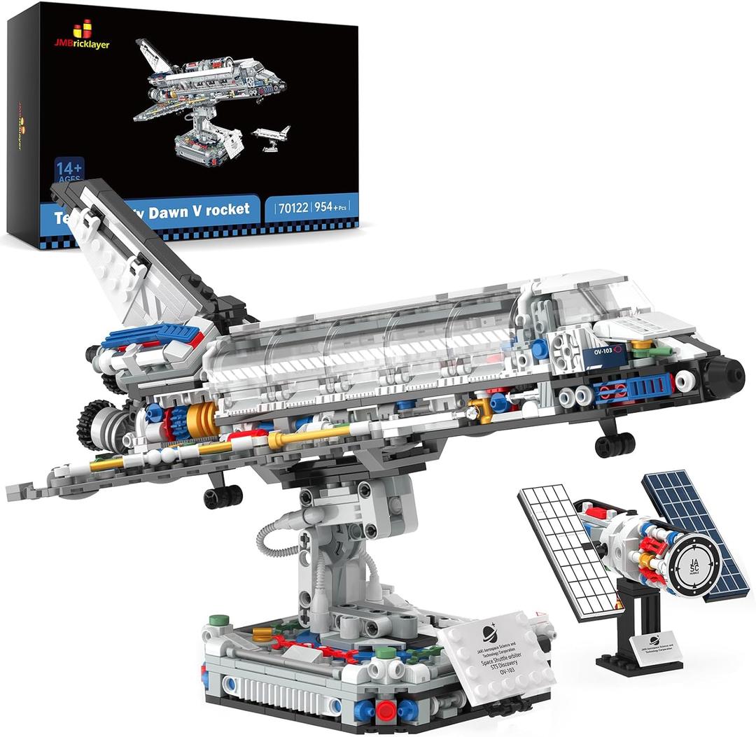 JMBricklayer Space Shuttle Building Sets for Adult, Airplane Spaceship Space Toys for Kids Teens, Gifts for adults Boys Girls 8 9 10 11 12 13 14+, Collectible Display Model with Adjustable Stand 70122 (Multicolor)