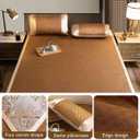 Summer Bamboo Sleeping mat, Foldable Double Sided Bamboo mat for bed, Traditional Chinese Summer Rattan Pad Cooling Mattress Foldable Breathable For Single Double Queen-size(Color-A,90cm/35.4IN)