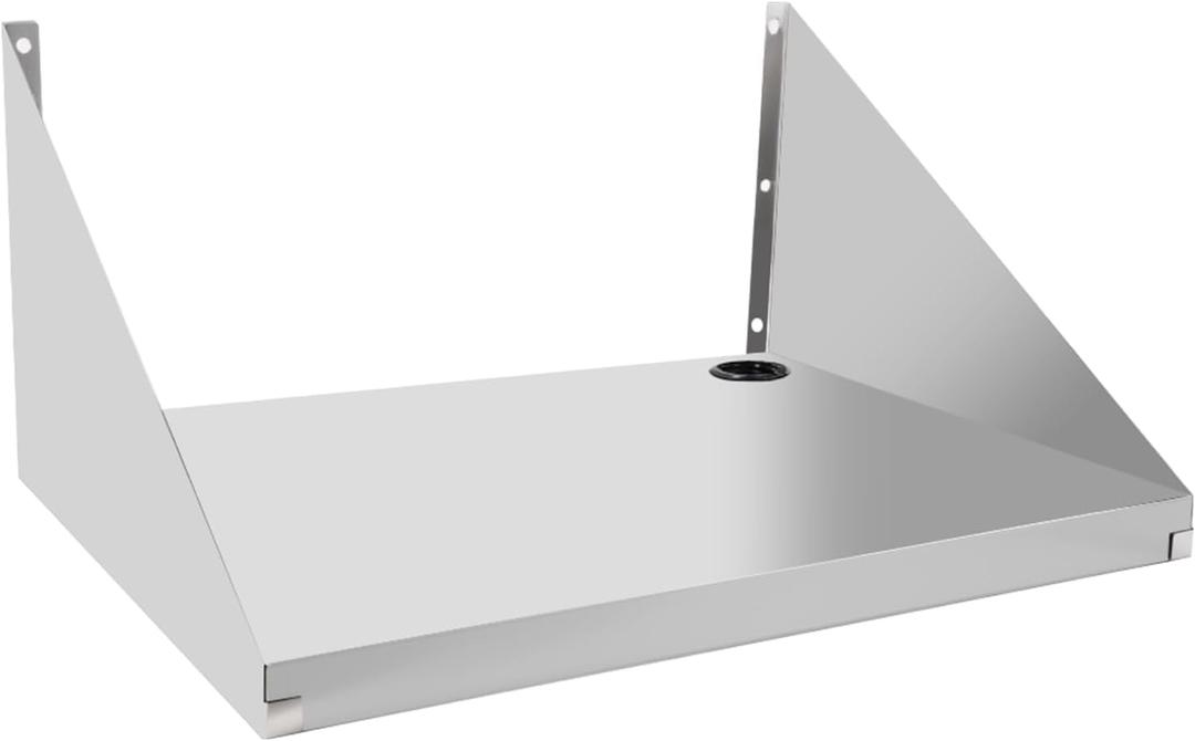 Stainless Steel Microwave Shelf Wall Mount, 18" x 24" Commercial Heavy Duty Metal Appliance Wall Mounted Shelf, 200 lb Commercial Microwave Rack for Restaurant, Kitchen, Bar and Shop