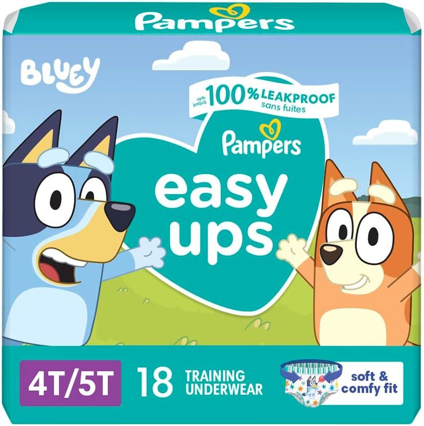 Pampers Training Pants - Easy Ups Boys & Girls Bluey - Size 4T-5T, 18 Count, Children's Potty Underwear 
