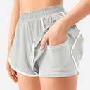 YEOREO Flowy Gym Workout Shorts with Pockets for Women 2 in 1 Athletic Running Yoga Mini Skorts Skylari Summer Tennis Shorts (Gray, L)