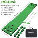 Golf Putting Game Set, Portable Green Mat with 2 Putter, 2 Ball, Cups, Bag, 100“x17"