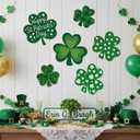 AceOrbit 6 Pcs St Patrick's Day Wall Decor Hanging Metal Shamrock Wall Art Rustic Irish Lucky Clover Sign Farmhouse Happy St. Patrick's Day Shamrock Hanging Ornament for Home Indoor Outdoor