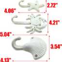 MY MIRONEY 3-Piece Starfish Seashell Crab Coats Hooks White Beach Ocean Theme Decorative Wall Hooks with Screws