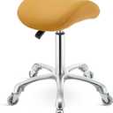 Saddle Stool Chair with Wheels,Ergonomic Swivel Rolling Height Adjustable for Salon Beauty Clinic Dentist Tattoo Home Office (Camel)