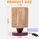 Rattan Table Lamp,Boho Small Beside Lamp,Mini Farmhouse Table Lamp for Room Decor,Vintage Wicker Wooden Nightstand Bamboo Woven End Table Lamps for Living Room Bedroom Desk Kids Room,LED Bulb Included