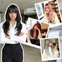 FESHFEN Straight Sleek Layered Wig with Bangs for Women - Natural Synthetic Long Hair Wig for Daily Party Use 24 Inch