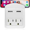 PHOTIVEN Compact Multi Outlet Wall Plug, 2 AC Outlets & 2 Fast USB Charging Ports