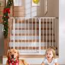 InnoTruth 29.540.75" Baby Gate for Stairs, 30" Tall Dog Gates for Doorways & Hallways, Safety Gate for Kids & Pets, Pressure-Mounted Walk-Through with Dual Lock & 2-Way Swing, White