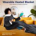 PASAMIC Electric Wearable Heated Blanket with Foot Pocket, Heated Blanket Wearable with Sleeves, Flannel & Sherpa Electric Throw, 10 Heat Settings & 2-8H Auto Shut-Off, 50 * 70"+18", Gray