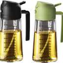 TrendPlain 16oz/470ml Glass Olive Oil Sprayer for Cooking  2 in 1 Olive Oil Dispenser Bottle for Kitchen Gadgets and Air Fryer Accessories, Salad, BBQ - Black & Green