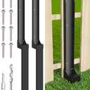 Fence Post Anchor Kit, Heavy Duty Metal Steel Post Repair Kit, Anchor Stakes Ground Spike for Repairing Tilted/Broken Wood Fence, Metal-Plate Style, 2 Packs