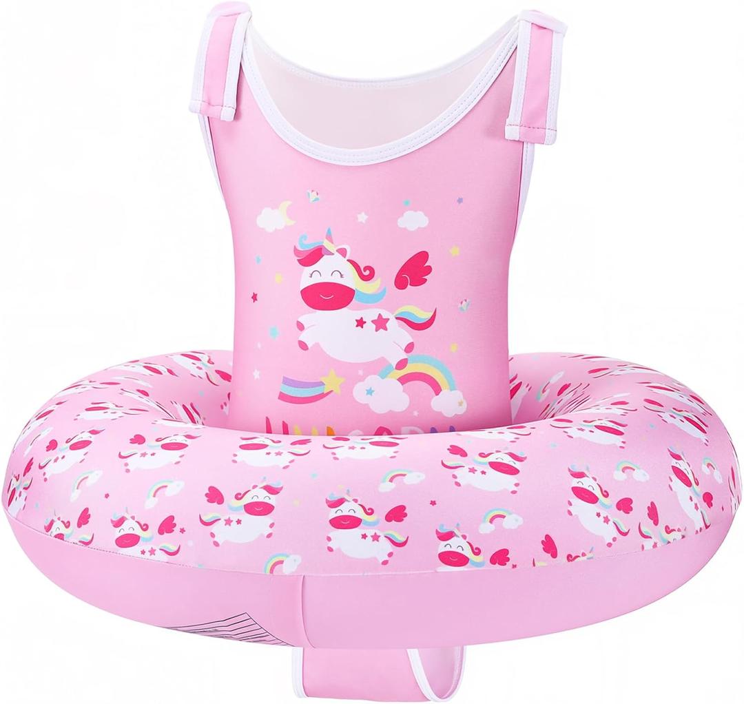 HeySplash Toddler Swim Vest for Age 3-6, Swim Trainer Vests with Adjustable Strap fit for Boys Girls 29-55lbs, Children Swimsuit, Floating Tubes Swim Jackets, Beginner Learn to Swim (B-Pink Unicorn)