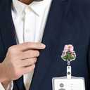 2 x Christmas Tree Badge Reels - Christmas Pink Bow Badge Holder Retractable Clip with Glitter Tree Design, Sparkling Colored Lamp Tree Badge Reels for Nurse Doctor, Holiday Name Tag for Office