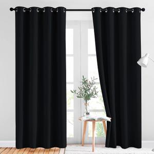 NICETOWN Black Out Curtains for Bedroom 84 inches Long - Light Reducing Thermal Insulated Solid Grommet Curtains/Panels/Drapes for Living Room (Set of 2, 52"W x 84"L)