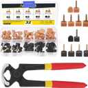 30 Pairs 5 Sizes High Heel Replacement Tips Pin Kit with 6" Heel Caps Remove Pliers, 9/10/10.5/11/12.5mm 2 Pins Diameter U Shape Dowels Heel Tips Shoes Heel Repair for Women(Apricot & Black)