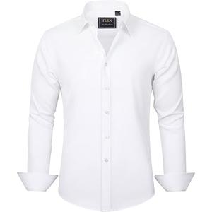 J.VER Men's Dress Shirts Solid Long Sleeve Stretch Wrinkle-Free Formal Shirt Business Casual Button Down Shirts, Size S
