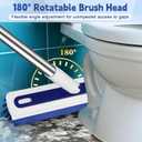 4-in-1 Floor Scrub Brush with Long Handle V-Shaped Crevice Brush Floor Scrubber Mop with Squeegee and Tweezer for Cleaning Gap Tile Bathroom Kitchen Patio Deck Garage