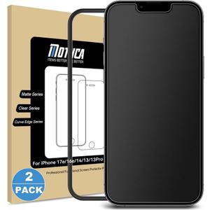 Mothca 2 Pack Matte Glass Screen Protector for iPhone 17e / 16e / iPhone 14 / iPhone 13 / iPhone 13 Pro [6.1 Inch] Anti-Glare & Anti-Fingerprint Tempered Glass [Easy Installation Frame] Smooth as Silk