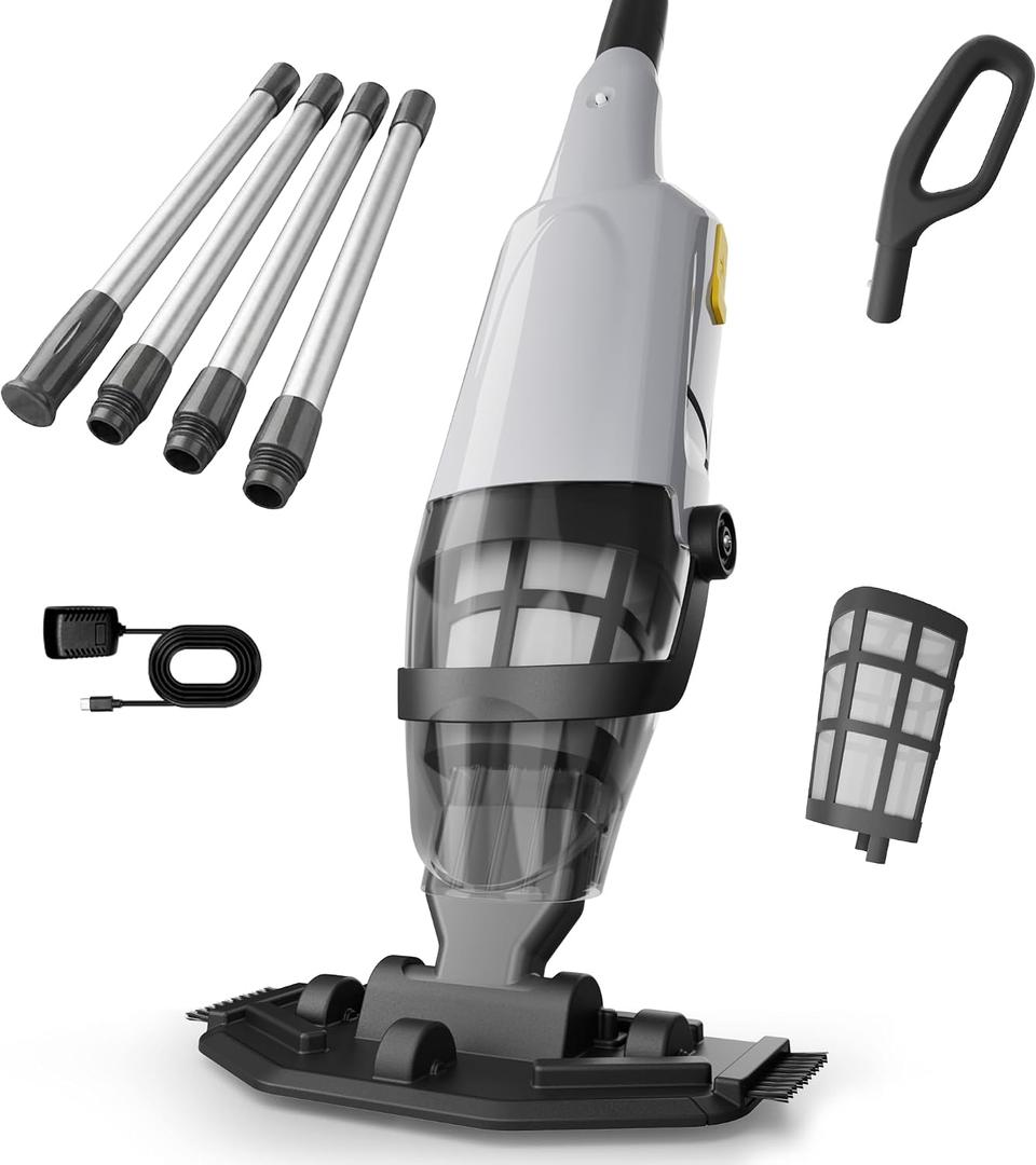 Handheld Pool Vacuum Cleaner, Updated Cordless Pool Cleaner with Powerful Suction, 15 GPM, Great for Dirt Sand Debris for Hot Tub Spa Floor Pool (Gray)