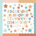 Containlol 188 Pcs Bulletin Board Borders Letters Stars Cutouts Set Include 59ft Poster Board Trims, Alphabet Letter Star Number Punctuation for Classroom(Retro Groovy Boho Color)
