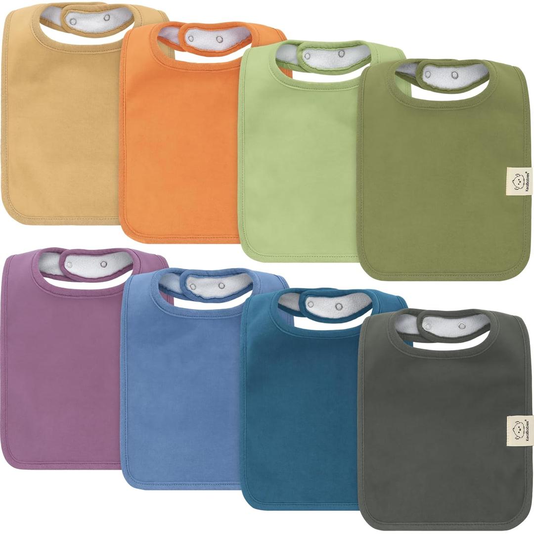 KeaBabies 8-Pack Organic Baby Bibs for Boys, Girls - Super Absorbent Cotton Drool Bibs for Baby Girl & Boy, Teething Toddler, Drooling Newborn, Ultra Soft & Machine Washable (Cruise)