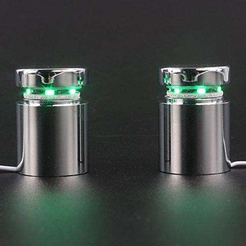 TOPNIKE LED Sign Standoffs 1"×1", Polished Chrome, Green LED Standoff Sign Holder, for Glass, Acrylic and Other Transparent Plates, Pack of 4 LED Standoffs with 1 Power Supply.
