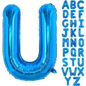 TONIFUL 40 Inch Large Blue Letter U Balloon - Giant Alphabet Foil Mylar for Birthday Party, Anniversary, New Year, Graduation Supplies Decorations