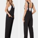 EXLURA Womens High Roller Denim Bib Jumpsuits Casual Loose Sleeveless Baggy Overalls Jeans Pants Jumpers with Pockets (Black)