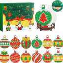 Jinei 12 Days of Christmas Advent 2025 Christmas Ball Diamond Painting Coasters Advent Calendar Art Xmas Ball Tree Bell Coasters Kits with Cork Bases Craft DIY for Adult Women Senior Beginner Supplies