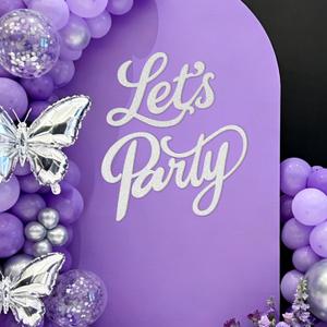 Babenest Let's Party Felt Sign, Flash White Reusable Glitter Letter Banner for Backdrop, Balloon Arch Decor, Party Supplies for Graduation, Birthday, Wedding, Bachelorette, Christmas, Home Bar, Man Cave Wall Decorations