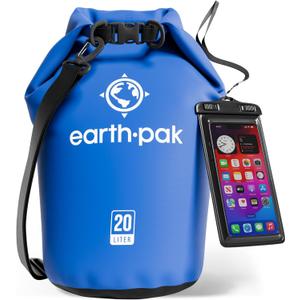 Earth Pak Waterproof Dry Bag - Roll Top Waterproof Backpack Sack Keeps Gear Dry for Kayak with Waterproof Phone Case, 20L