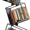 5-Tier Metal Bookshelf Modern Geometric Narrow Bookcase with Matte Black Finish, Tall Storage Organizer Display Shelf for Living Room, Bedroom, Office, Small Spaces, 67'' 18.11''8.86