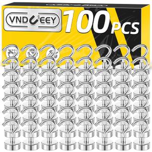 VNDUEEY 100 Pack Magnetic Hooks, 25Lbs Magnetic Hooks for Cruise Cabins, Strong Magnetic Hook Heavy Duty, Fridge Magnets with Hooks for Hanging, Magnet Hook for Kitchen, Classroom and Office