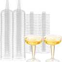 Oasis Creations Plastic Champagne Glasses Set (50 Count) 4 Ounce - Stem Cups 2 Pieces - Ideal for Birthday Party, Wedding Reception and More