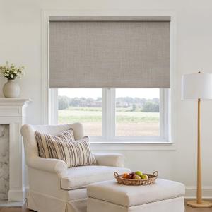Burlywood Birch 100% Blackout Roller Shades for Window Room Darkening Thermal Insulated UV Protection Cordless Free-Stop Window Blinds for Bedroom Home Office Door Protect Privacy 43" W x 72" H