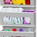 Simple Houseware 4 Clear Window Pocket Over Closet Door Storage Hanging Organizer for Bedroom, Bathroom, Pantry, Gray