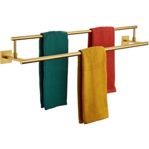 KOKOSIRI Bath Towel Bars 36-Inch Double Towel Rails Overlength Bathroom Racks for Cabinet Kitchen Brushed Gold Stainless Steel B5009BG-L36
