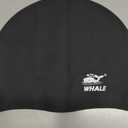 WHALE Extra Large Swim Cap for Women Men, Durable Silicone Swimming Hat with Ear Protection, Unisex Adults Bath Swimming Caps for Long Thick Curly Hair & Dreadlocks Braids Weaves Afro Hair (Black)