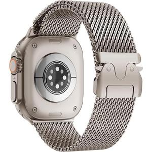 Mycvlleon Milanese Mesh Loop for Apple Watch Band Men Apple Watch Ultra 3/2/1 44 mm 45 mm 46mm 49mm Ser Women,Stainless Steel Parachute-style Buckle for iWatch Ultra 2 Series 11 10 9 8 7 6 SE 5 4 3