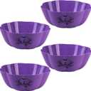 4 Pcs Large Halloween candy bowl Trick or Treat Candy Bowl 11.6x4.3 Inch Reusable Plastic Pumpkin Bowl for Halloween Party Decor Supplies (Purple)
