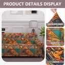 Stretch Couch Covers for 4 Separate Cushion Couch Sofa-Floral Printed Couch Sofa Cover,Washable Sofa Slipcover,Pet Friendly Furniture Protector with Elastic Bottom,Universal Fit for Home(Couch,Cover) (X-Large, Block Pattern+orange)