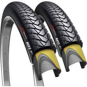 Fincci Pair 700x35c Tire 37-622 Foldable 60 TPI City Commuter Tires with Nylon Protection for Cycle Road Mountain MTB Hybrid Touring Electric Bike Bicycle - Pack of 2X 700 x 35c Tires Nave