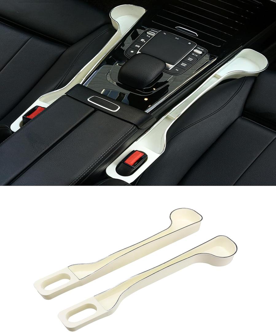 Car Seat Gap Filler Organizer- Upgrade Car Side Seat Gap Filler with Cup Holder and Phone Holder- Car Seat Gap Organizer for Prevent Falling-Seat Gap Storage 2 Pack (2, White)