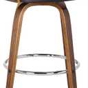 Armen Living Sonia 30" Bar Height Swivel Brown Faux Leather and Walnut Wood Bar Stool - Set of 2, 30" Seat Height