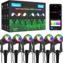 Ligency Smart Landscape Lights, Low Voltage Outdoor Spot Lights IP65 Waterproof Spotlights Compatible with APP/Voice/Alexa Control, RGBW Color Changing Spotlight for Yard Garden Patio Lawn, 6 Pack