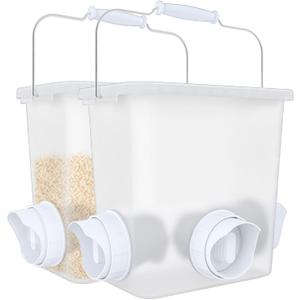 Large Automatic Chicken Feeder No Waste Poultry Feed Bucket 3 Gallon Feeding Container with 3 Ports (Translucency)