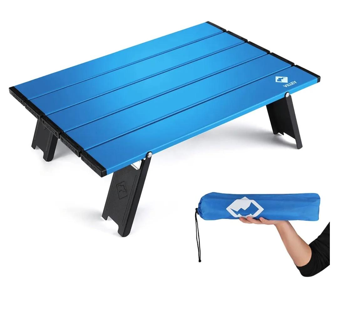 VILLEY Portable Mini Folding Beach Table, Ultralight Aluminum Side Table with Carry Bag for Camping, Picnics, and Outdoor Activities