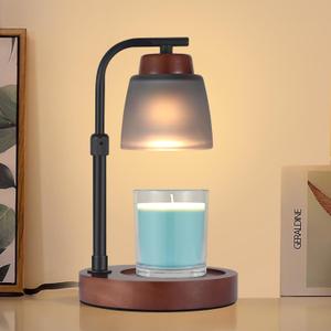 Dimmable Candle Warmer Lamp Electric Wax Melt Warmer Adjustable Height for Jar Scented Candles as Mothers Day Birthday Gifts for Women Mom Grandma Home Offices Decor Light(Grey Glass)